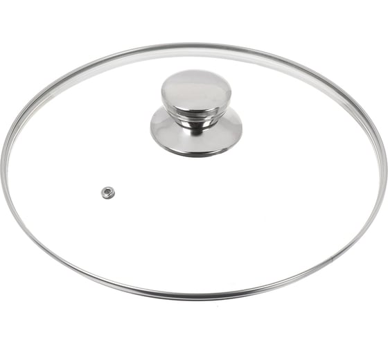 Изображение товара Крышка для посуды DANIKS стекло, 28 см, металлический обод, кнопка нержавеющая сталь, д5728 430310