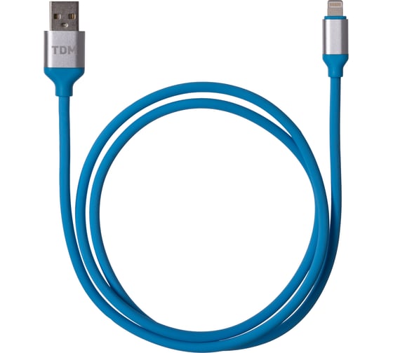 Изображение товара Дата-кабель TDM ELECTRIC ДК 18, USB - Lightning, 1 м, силиконовая оплетка, голубой, SQ1810-0318