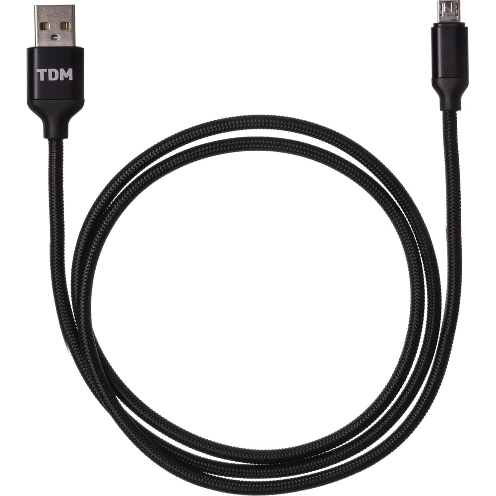 Изображение товара Дата-кабель TDM ELECTRIC ДК 7 Micro USB 1 м тканевая оплетка черный