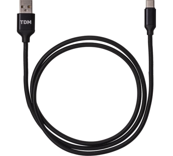 Изображение товара Дата-кабель TDM ELECTRIC ДК 8, USB - USB Type-C, 1 м, тканевая оплетка, черный, SQ1810-0308