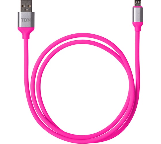 Изображение товара Дата-кабель TDM ELECTRIC ДК 19, USB - micro USB, 1 м, силиконовая оплетка, розовый, SQ1810-0319