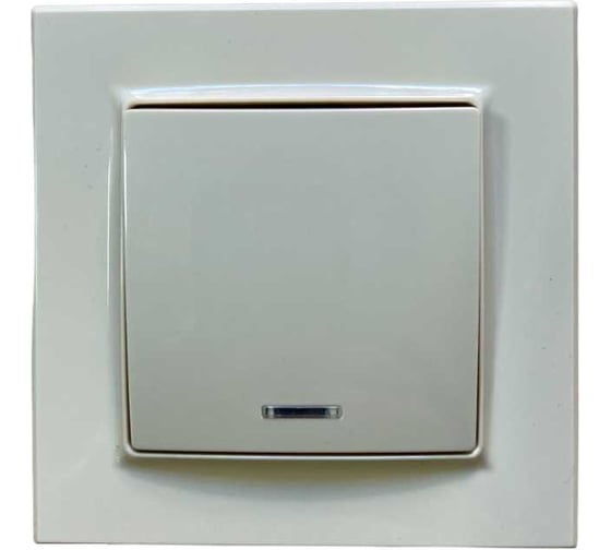 Изображение товара 1 клавишный выключатель Econ Камелия с подсветкой 10А кремовый, арт. K007C