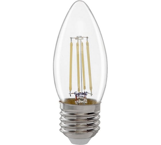 Изображение товара Светодиодная лампа General Lighting Systems Филамент прозрачный E27 15Вт 1070Лм 4500К Нейтральный белый свет Свеча GLDEN-CS-15-230-E27-4500 661420