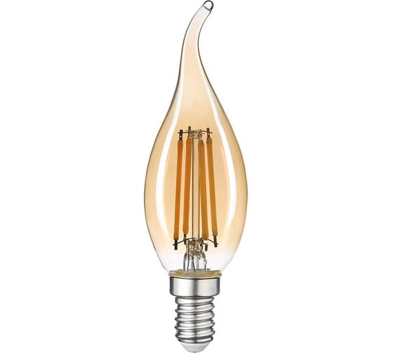 Изображение товара Светодиодная лампа General Lighting Systems Филамент прозрачный золотой E14 10Вт 650Лм Теплый белый Свеча на ветру GLDEN-CWS-10-230-E14-2700 661422