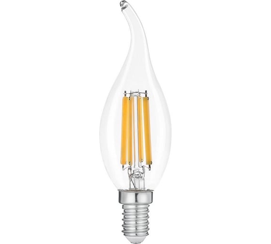 Изображение товара Светодиодная лампа General Lighting Systems Филамент прозрачный E14 15Вт 1050Лм 2700К Теплый белый Свеча на ветру GLDEN-CWS-15-230-E14-2700 661425