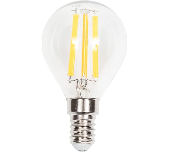 Изображение товара Светодиодная лампа General Lighting Systems Филамент прозрачный E14 15Вт 230В 1050Лм 2700К Теплый белый свет Шар GLDEN-G45S-15-230-E14-2700 661428