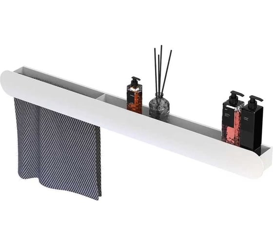 Изображение товара Полка Граф Держалкин Round double 100x9,2x9 полотенцедержатель слева, белая Fl-ro-d100л-б