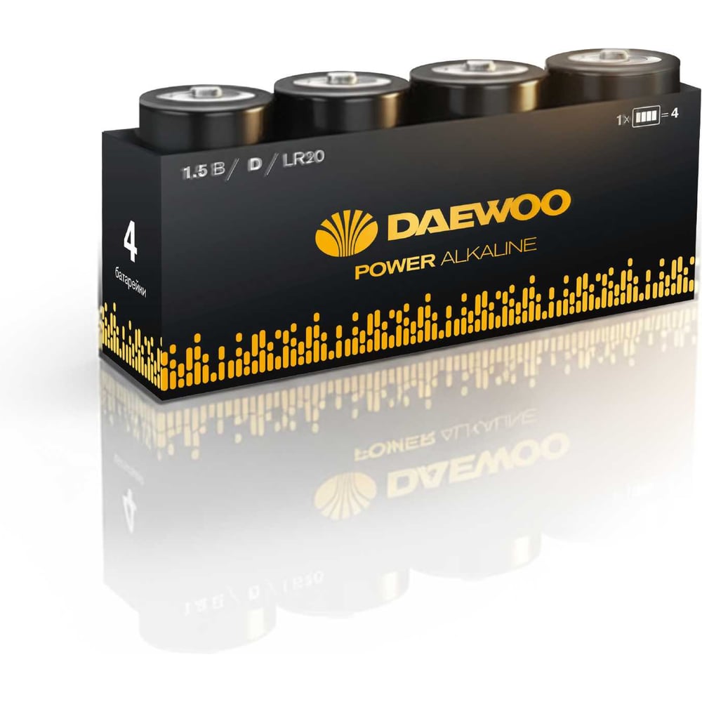 Изображение товара Батарейки DAEWOO D LR20 1.5В Pack-4 щелочные элементы питания