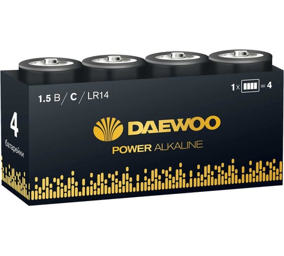 Изображение товара Батарейка Алкалиновый элемент питания DAEWOO С/ LR14 1.5В Power Alkaline Pack-4 (уп.4шт) 5046566