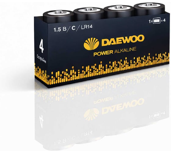 Изображение товара Батарейка Алкалиновый элемент питания DAEWOO С/ LR14 1.5В Power Alkaline Pack-4 (уп.4шт) 5046566