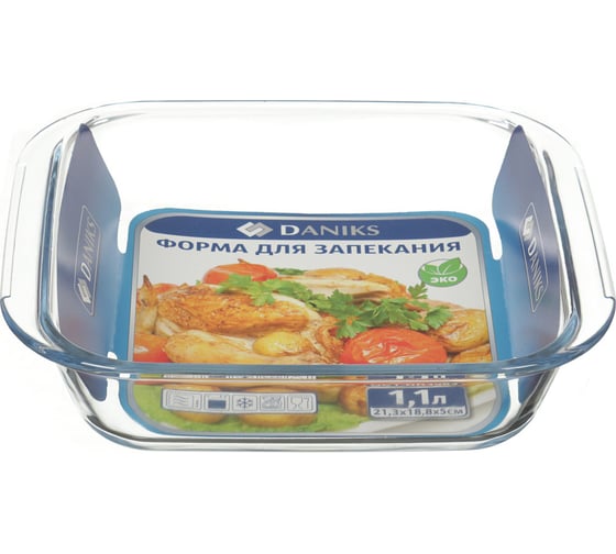 Изображение товара Форма для запекания DANIKS стекло, 18.1x20.6x5 см, 1.1 л, квадратная, oct-nr4903 248772