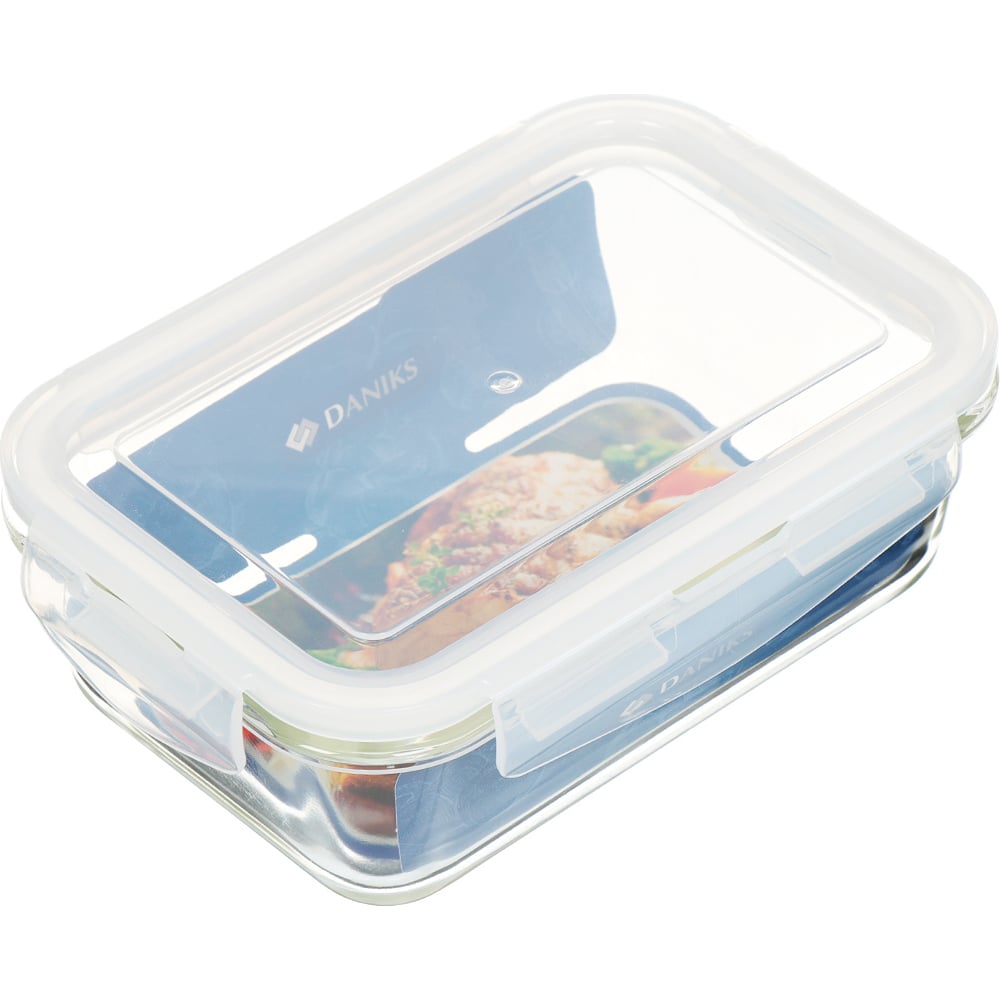 Изображение товара Форма для запекания DANIKS стекло, 13.3x19x6.7 см, 0.84 л, прямоугольная, с крышкой, 290999