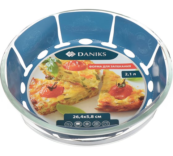 Изображение товара Форма для запекания DANIKS стекло, 26.4x26.4x5.8 см, 2.1 л, круглая, 314977