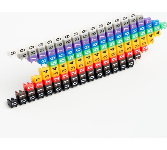 Изображение товара Кабельный наборный маркер STEKKER "0-9" 6 мм2 CBMR-MKN6 (100шт/упак - 10 отрез. по 10шт) 49399