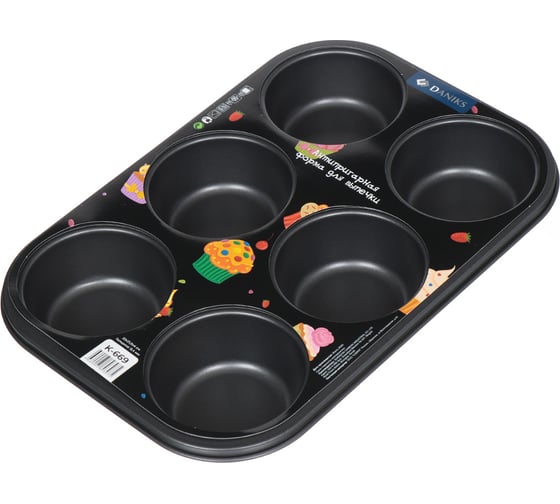 Изображение товара Форма для запекания DANIKS сталь, 21.5x32x4 см, антипригарная, фигурная, 6 маффин, k-669 248607