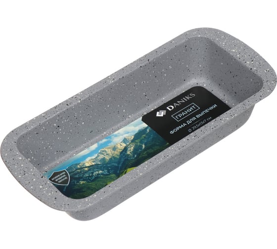 Изображение товара Форма для запекания DANIKS сталь, 13x29.5x5.3 см, антипригарная, прямоугольная, гранит, kb185150.4-grmc 343108