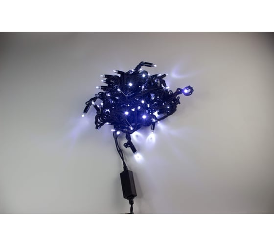 Изображение товара Гирлянда TEAMPROF Нить 10 м, 24В, флэш, БЕЛЫЙ, черная резина TPF-S10CF-24V-RB/W