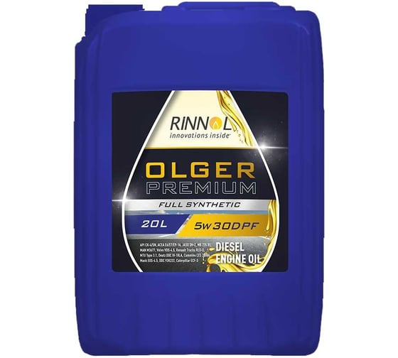 Изображение товара Моторное масло RINNOL OLGER PREMIUM синтетическое, 5W-30, DPF, 20 л 100971