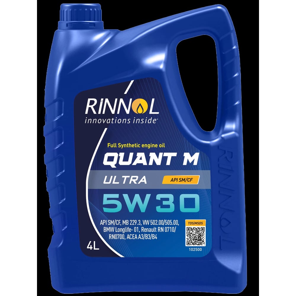 Изображение товара Моторное масло RINNOL QUANT М ULTRA синтетическое 5W-30 4 л для легковых автомобилей