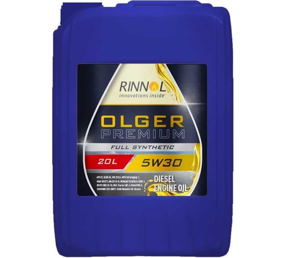 Изображение товара Моторное синтетическое масло RINNOL OLGER PREMIUM 5W-30, 20 л 100315