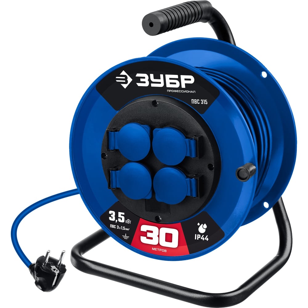 Изображение товара Силовой удлинитель ЗУБР ПВС 3x1.5 30м с защитой IP44 профессиональный