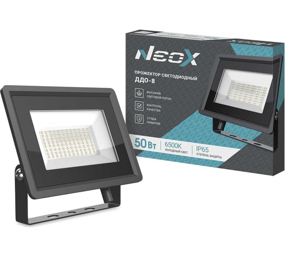 Изображение товара Светодиодный прожектор Neox ДДО-8 50Вт 230В 6500К 5250Лм 105лм/Вт IP65 4690612033990