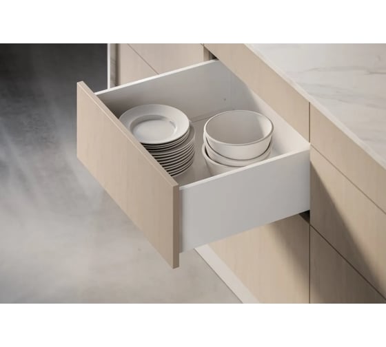 Изображение товара Выдвижной ящик GTV AXIS PRO push to open L-400 мм, средний H-120 мм, белый PB-AXISPRO-P2O-KPL400B1