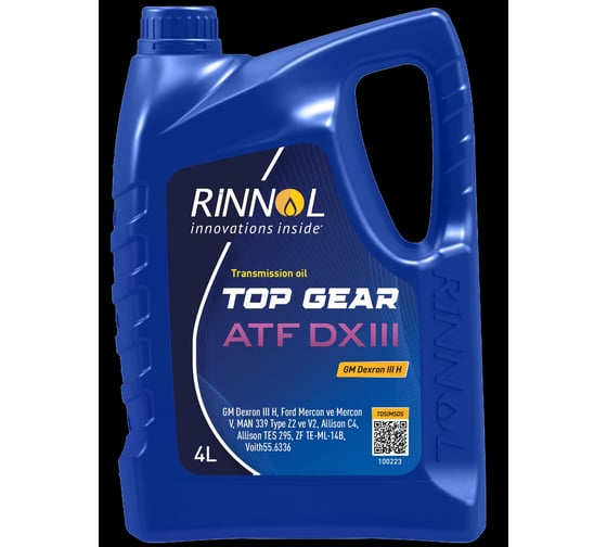 Изображение товара Трансмиссионное минеральное масло RINNOL TOP GEAR ATF DX III, 4 л 100223