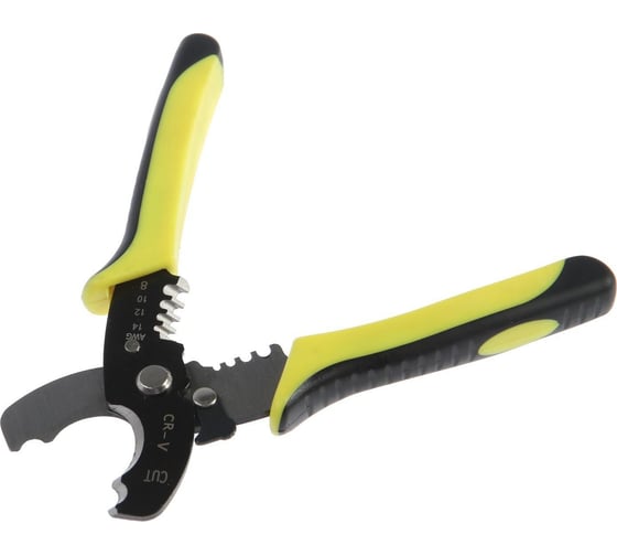 Изображение товара Кабелерез ТУНДРА сталь 65Mn, до 10 мм, снятие изоляции 1.5 - 6 мм2, 2К рукоятки, 180 мм 5350920