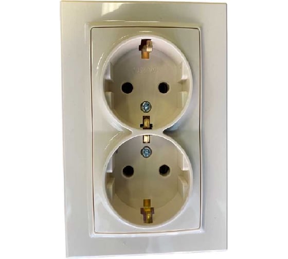 Изображение товара Двойная розетка Econ Камелия 2пз 16А 250В кремовая, K006C