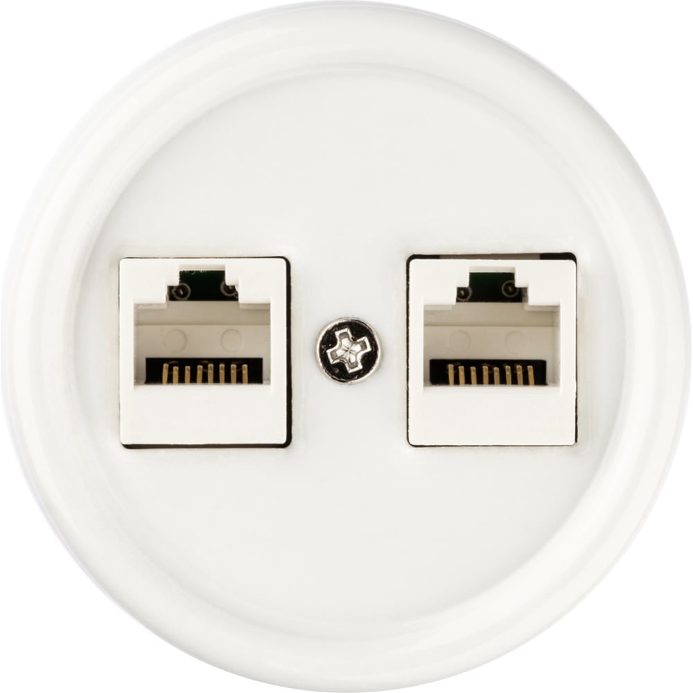 Изображение товара Компьютерная двойная розетка RJ45 Болонь SQ1820-0051 белая для сети