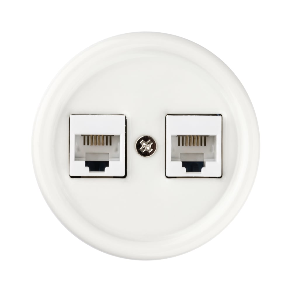 Изображение товара Компьютерная двойная розетка RJ45 Болонь SQ1820-0051 белая для сети