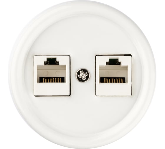 Изображение товара Компьютерная двойная розетка RJ45 TDM ELECTRIC белая «Болонь» SQ1820-0051