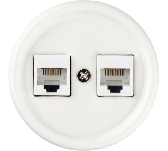 Изображение товара Компьютерная двойная розетка RJ45 TDM ELECTRIC белая «Болонь» SQ1820-0051