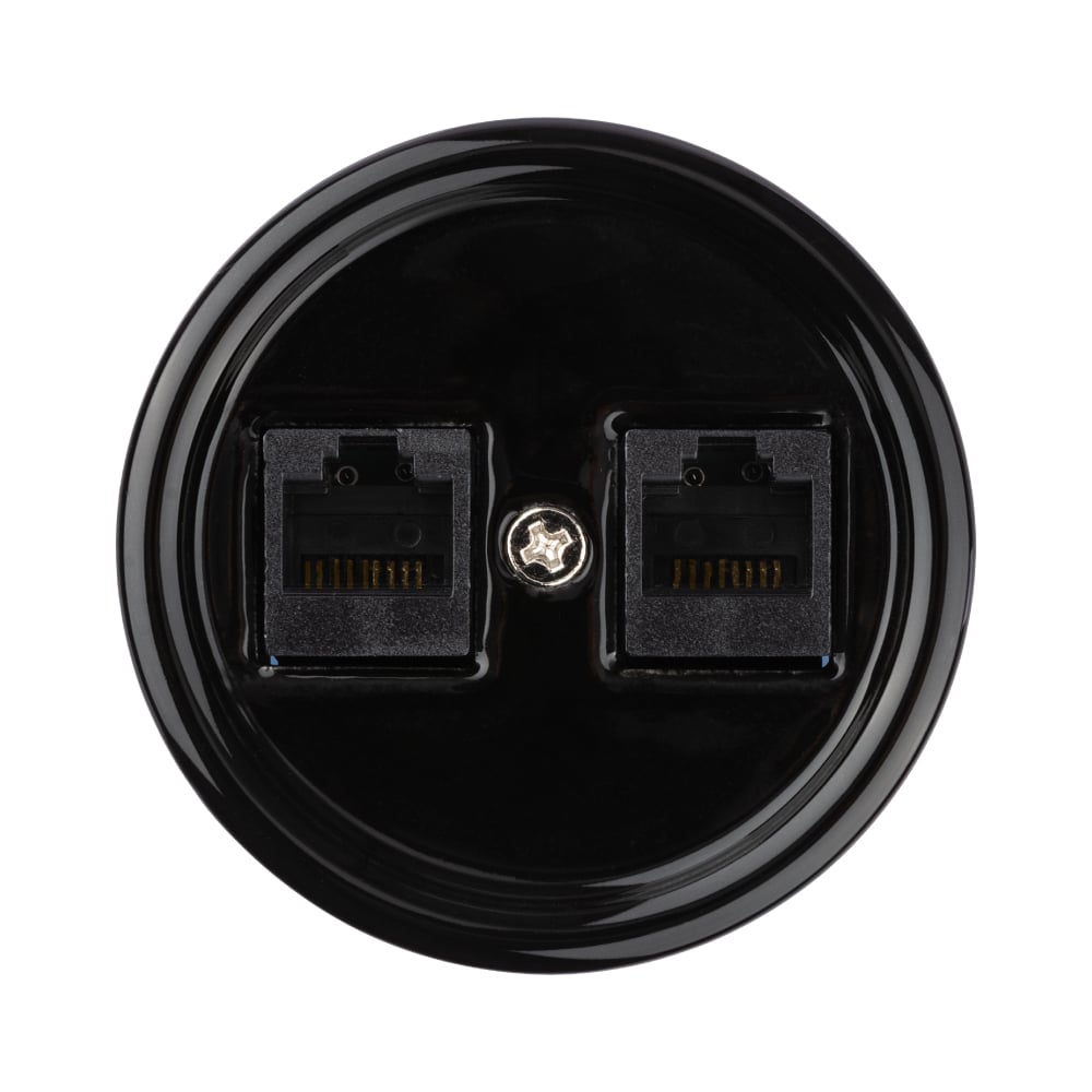 Изображение товара Компьютерная двойная розетка RJ45 TDM ELECTRIC черная «Болонь» SQ1820-0251