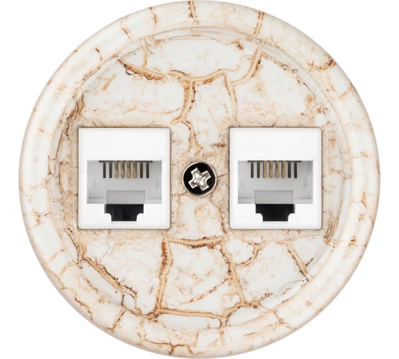 Изображение товара Компьютерная двойная розетка RJ45 TDM ELECTRIC мраморная «Болонь» SQ1820-0151