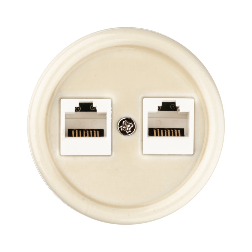 Изображение товара Компьютерная двойная розетка RJ45 слоновая кость Болонь SQ1820-0351
