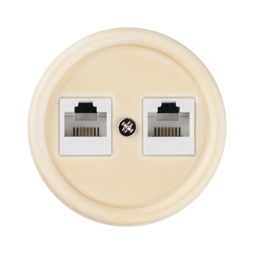 Изображение товара Телефонная двойная розетка RJ11 TDM ELECTRIC слоновая кость серии Болонь