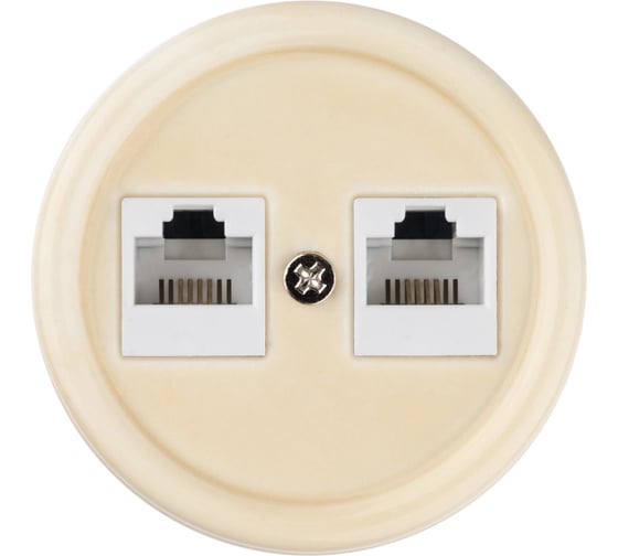 Изображение товара Телефонная двойная розетка RJ11 TDM ELECTRIC слоновая кость «Болонь» SQ1820-0350