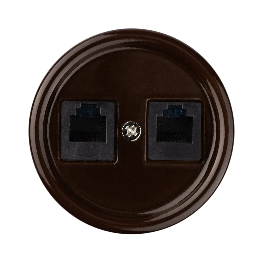 Изображение товара Двойная телефонная розетка RJ11 коричневая серия Болонь TDM ELECTRIC SQ1820-0450