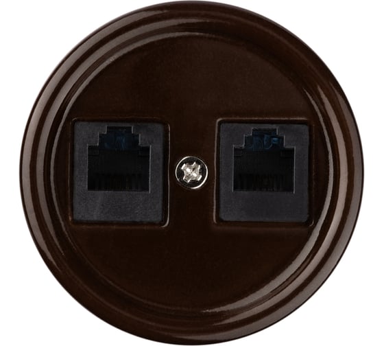 Изображение товара Телефонная двойная розетка RJ11 TDM ELECTRIC коричневая «Болонь» SQ1820-0450