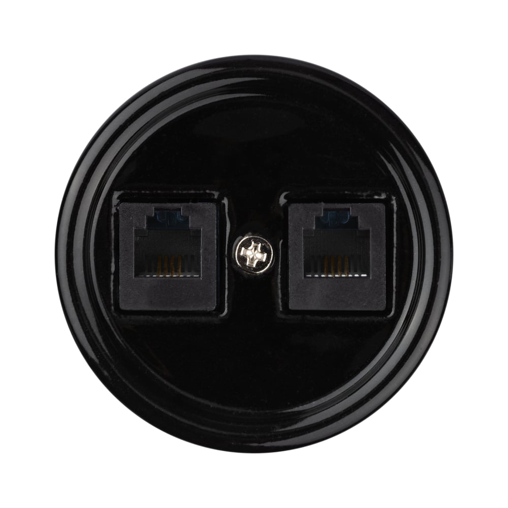 Изображение товара Телефонная двойная розетка RJ11 TDM ELECTRIC черная Болонь