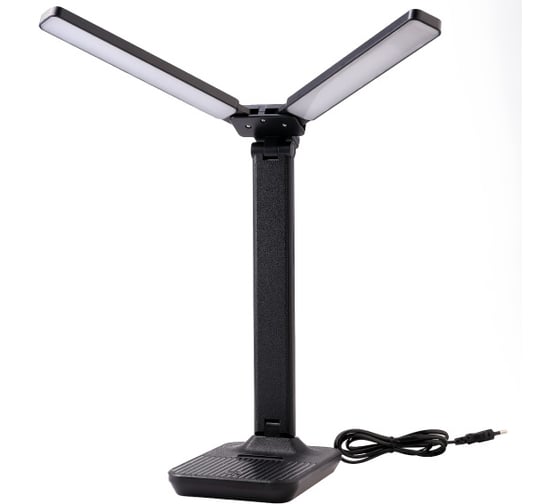 Изображение товара Настольный светильник Ultraflash UF-819 C02 черный, Led, 12Вт, 6000К, 3ур.яркости, 2 плафона, кожа 15164