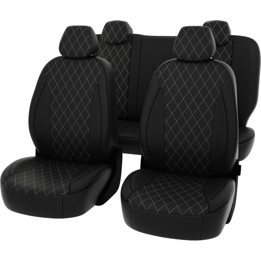 Изображение товара Чехлы PSV King Next TRANSIT Черный с белой отстрочкой для универсальных авто