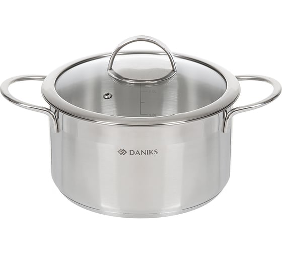 Изображение товара Кастрюля DANIKS 3.4 л, нержавеющая сталь, крышка стекло, бонн, gs-01319-20ca, индукция 364386