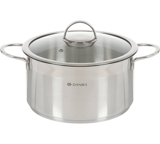 Изображение товара Кастрюля DANIKS 5.8 л, нержавеющая сталь, крышка стекло, бонн, gs-01319-24ca, индукция 364387