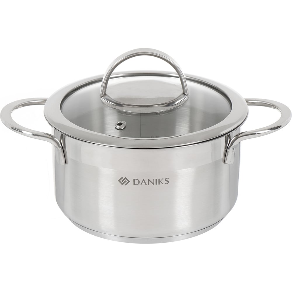 Изображение товара Кастрюля DANIKS 1.8 л нержавеющая сталь стекло крышка для газовых индукционных плит