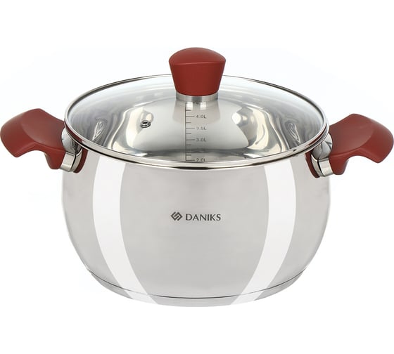 Изображение товара Кастрюля DANIKS 5.1 л, нержавеющая сталь, крышка стекло, орлея, gs-01159p-22ca, индукция 445336