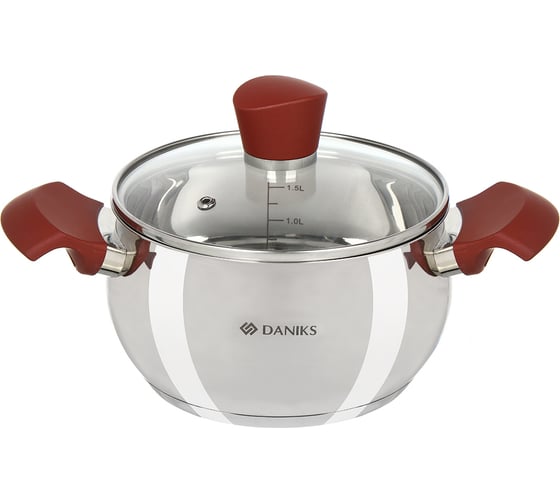Изображение товара Кастрюля DANIKS 1.9 л, нержавеющая сталь, крышка стекло, орлея, gs-01159p-16ca, индукция 445334