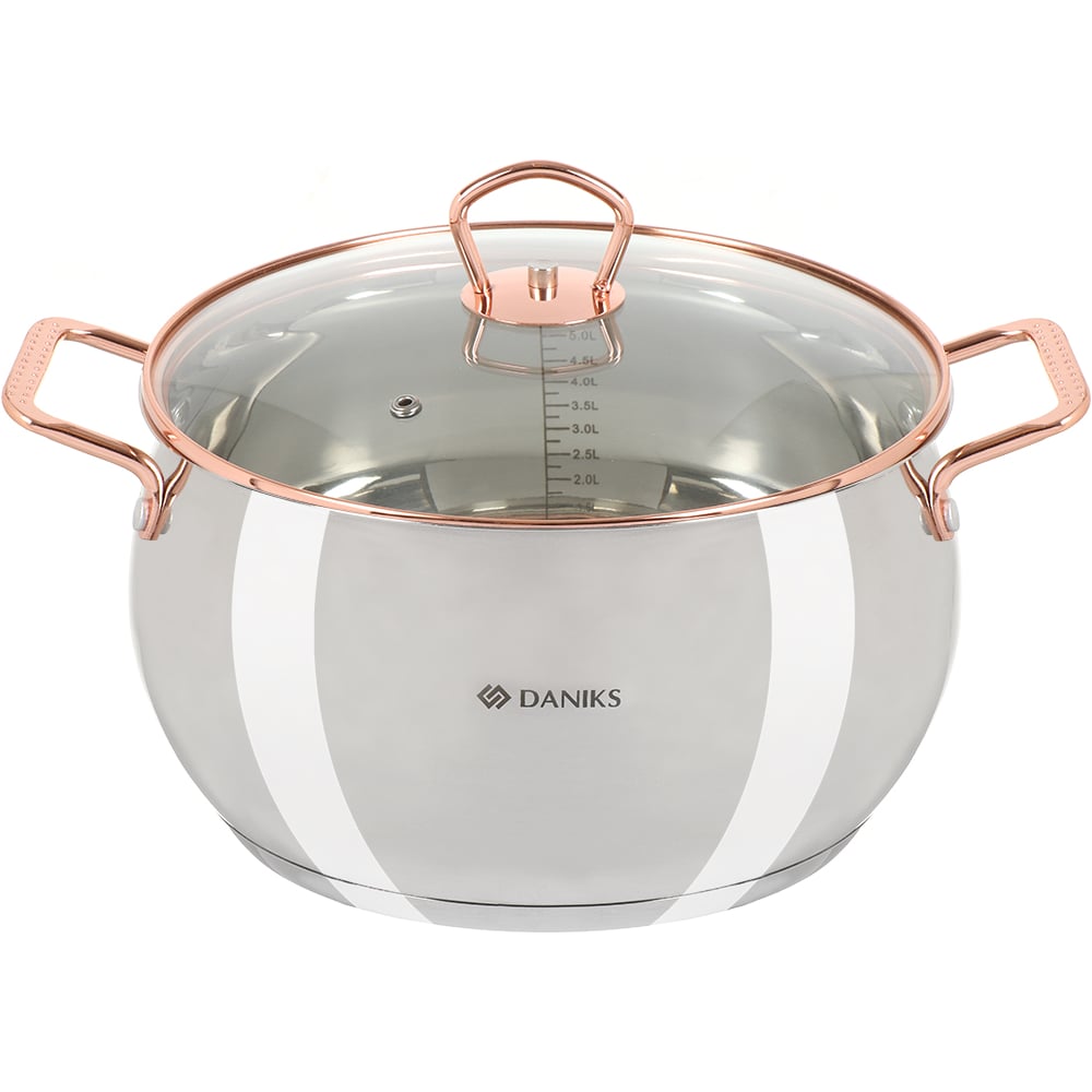 Изображение товара Кастрюля DANIKS 5.8 л из нержавеющей стали для газовых и индукционных плит